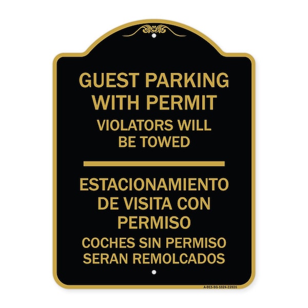 Signmission Guest Parking with Permit Violators Will Be Towed Estacionamento De Visita Con Permis, BG-1824-23926 A-DES-BG-1824-23926 - main